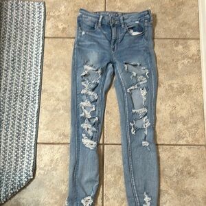 Light Blue Distressed Skinny Jeans